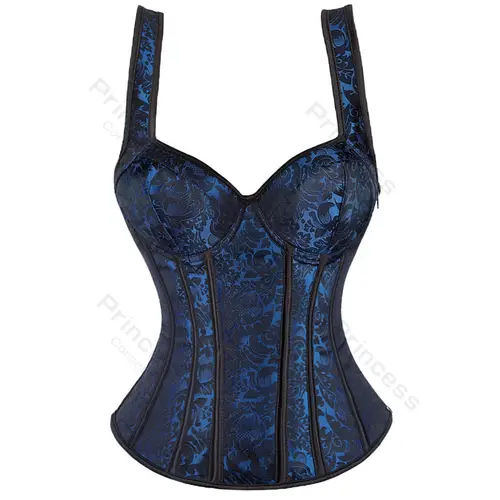 Women Corset with Straps Black Overbust Corset Plus Size Floral Jacquard Corset Zipper Top Gothic Steampunk Corset Bustier - Image 6