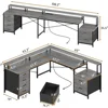 L Shaped Desk with 6 Drawer, 108" Office Desk with File Drawer & Power Outlet, Corner Computer Desk,Two Person Desk, Gaming Desk 3