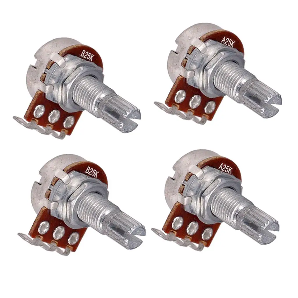 Pots Set A25K & Split Shaft Guitar Volume Potentiometers 4Pcs guitar potentiometer