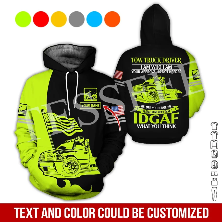 Nome Personalizzato Cosplay Tow Truck Driver Trucker Worker Retro Tuta 3Dprint Harajuku Casual Pullover Jacket Felpe Vintage X20
