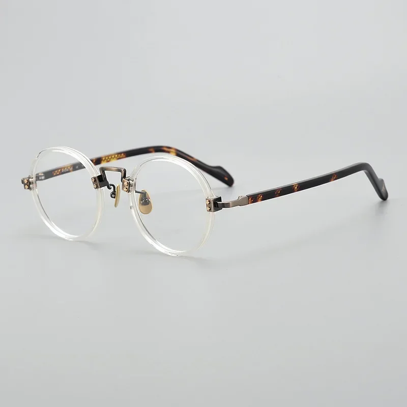 

New Fashion Eyewear Frame for Men High Quality Handmade Pure Titanium Acetate Men's Circular Women's Myopia Reading Eyeglasses