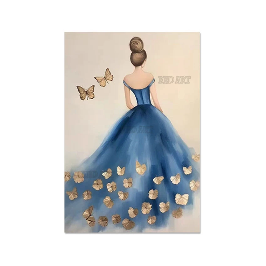 

Sexy Lady Back View Canvas Large Wall Poster Art Hotel Corridor Decorative Oil Painting Cartoon Girl Picture Luxury Artwork