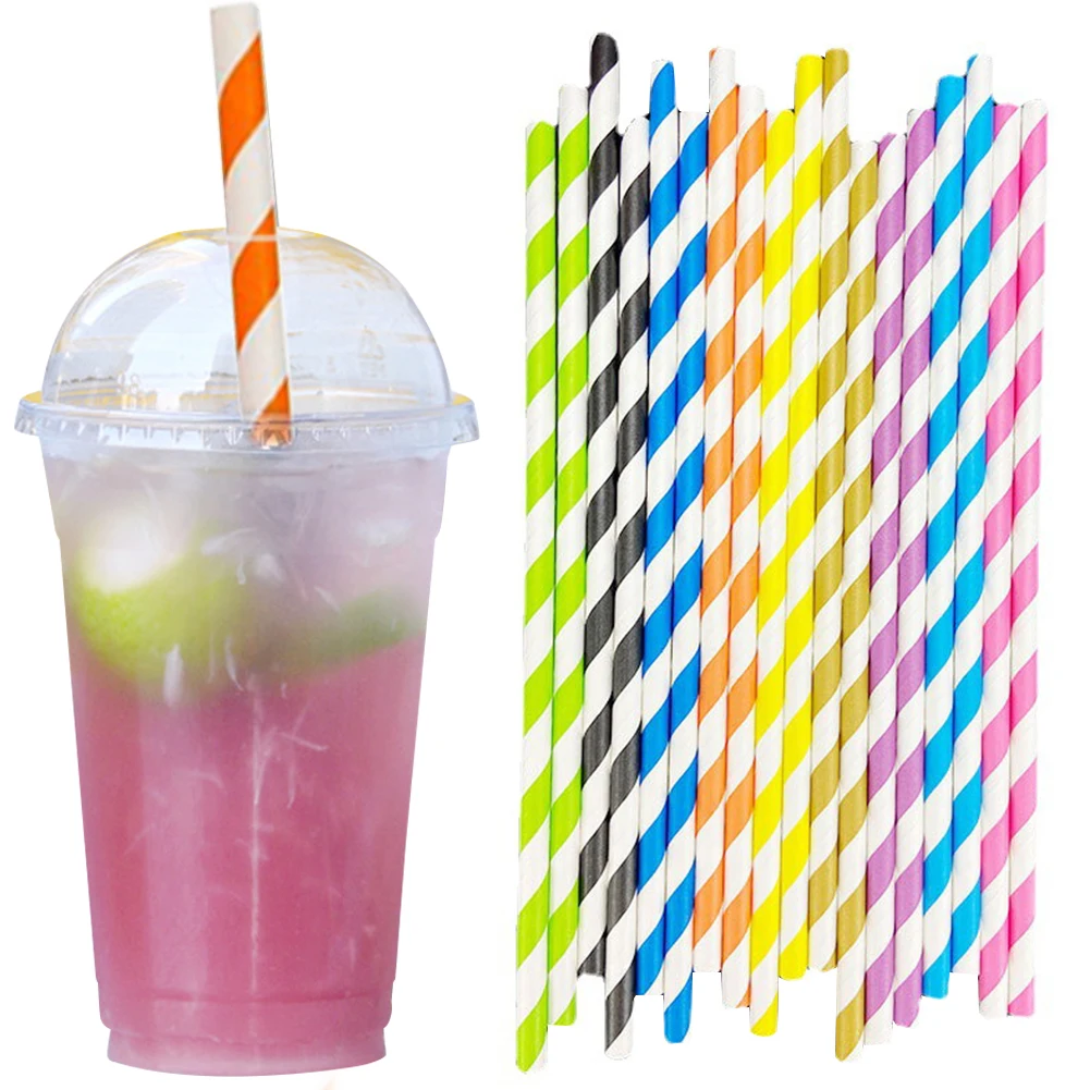 25Pcs Paper Drinking Straws Biodegradable Decorative Drinking Straws Eco Friendly Birthday Party Supplies