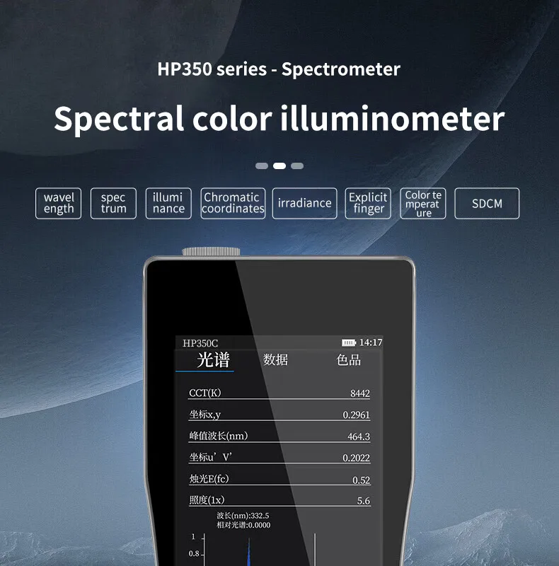 HP350 spectrometer spectrophotometer color temperature illuminance detection spectral illuminance meter