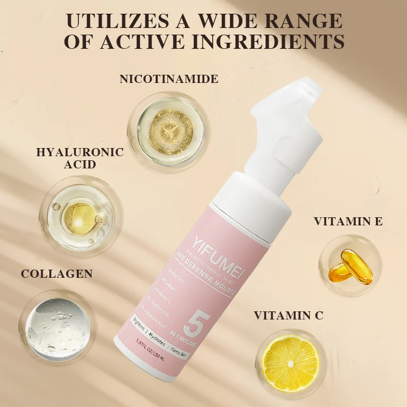Cleansing mousse 5 in 1 whitening face wash massage brush glow recipe skincare foam cleansing nourishes and cleans skin 150ml facial cleanser