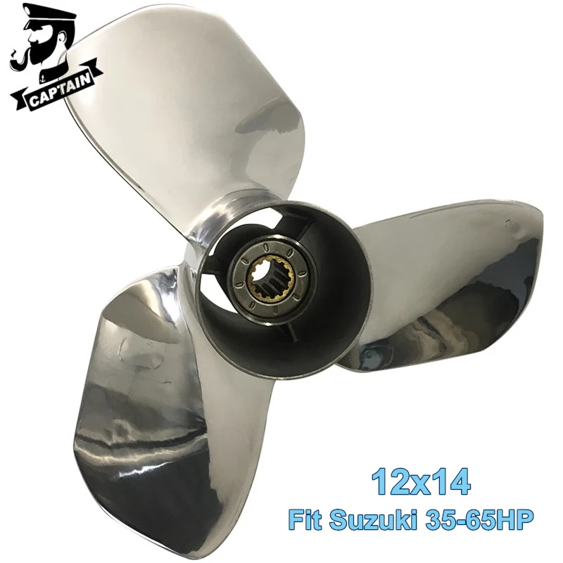 Captain Boat Propeller 12X14 Fit Suzuki Outboard Engines DF50 DF50A DT50 DT55 DT60 DF60A DT65 Stainless Steel 13 Tooth Spline RH