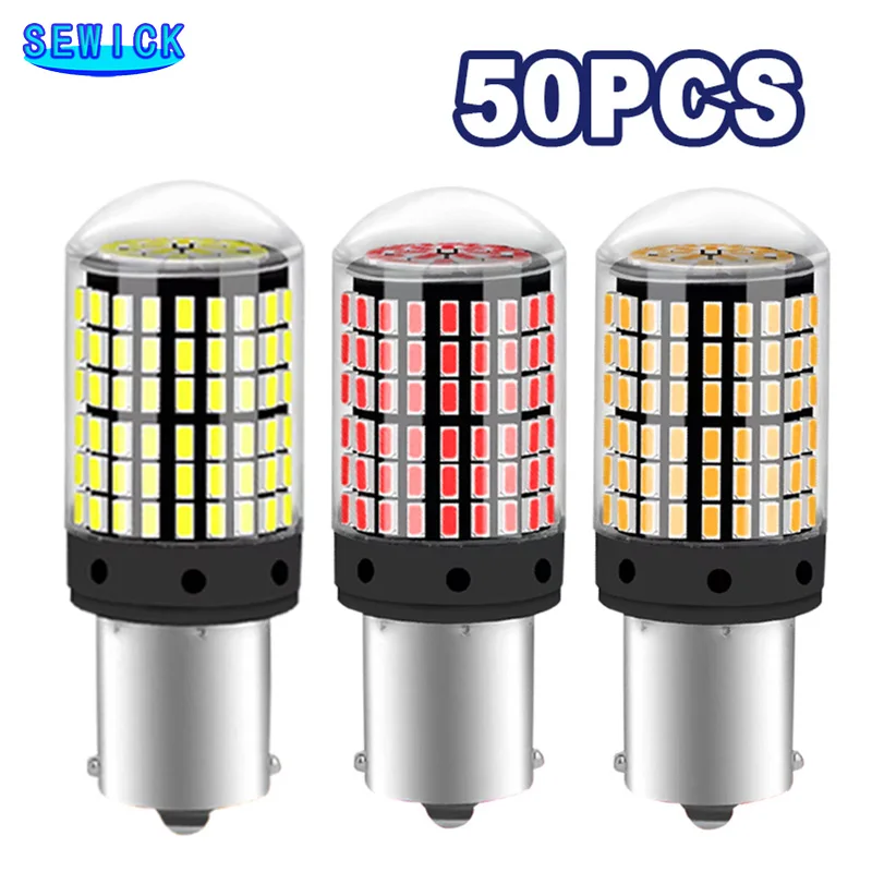 50Pcs BA15S 1156 BAU15S PY21W T20 7443 W21/5W P21/5W BAY15D 1157 3157 P27/7W LED Reverse Brake Lights LED Signal Lamp Car Lights