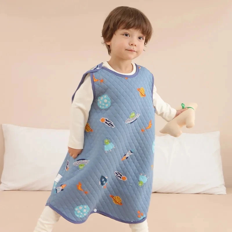 Kids Pajamas Spring Autumn Vest-style Baby Sleeping Bag Cartoon Boys Girls Homewear Cotton Newborn Sleeping Bag Thickened Children's Pajamas