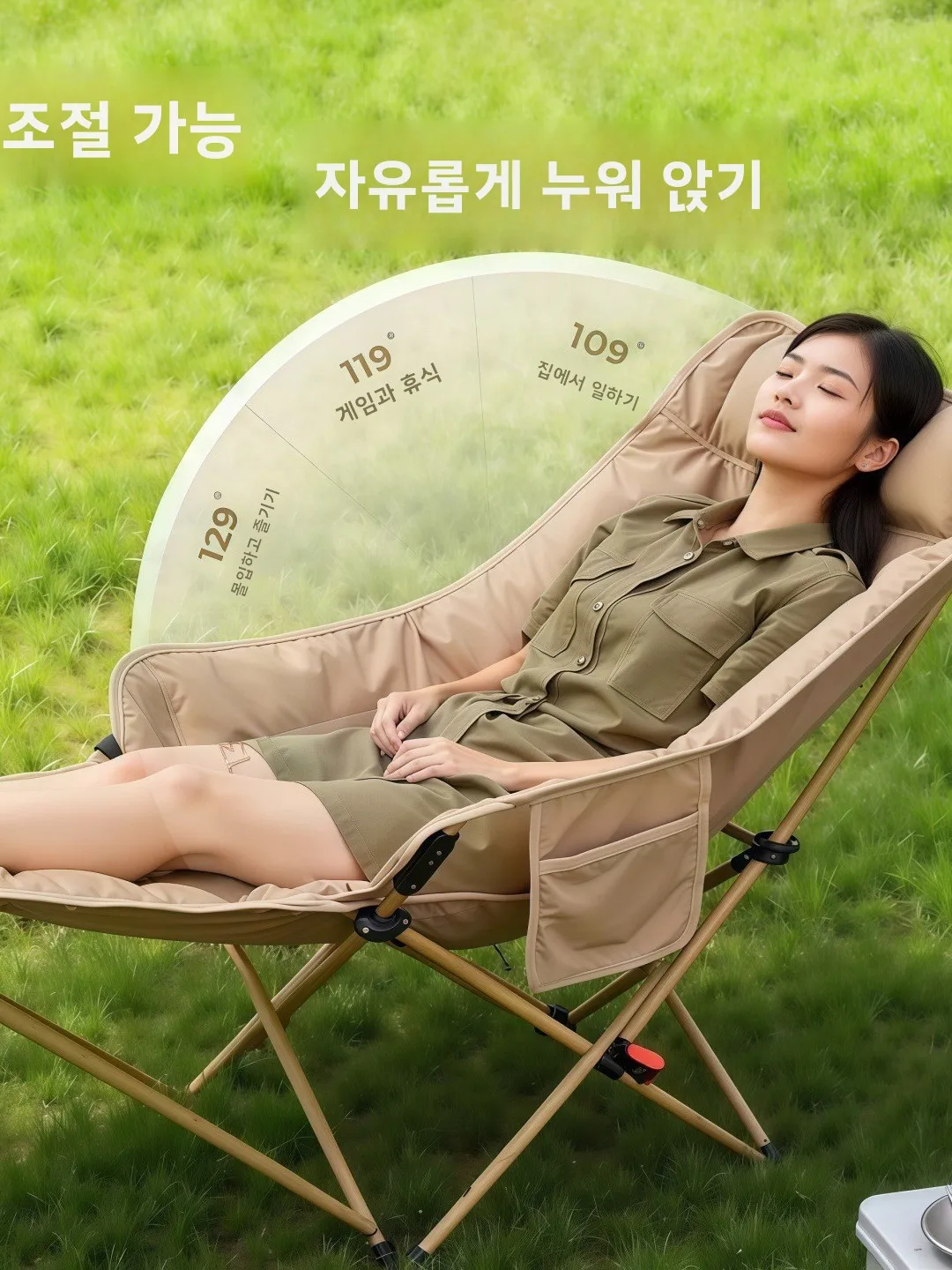 조절 가능한 4단계 사무실 낮잠용 휴대용 문체어 접이식 침대 라운지 의자 야외 캠핑 여행용품 낮은 등받이