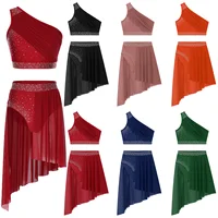 Women Girls Lyrical Modern Praise Dance Performance Outfit Figure Skating Rhythmic Gymnastics Athletic Activewear Set 2Pcs/set - Image 4