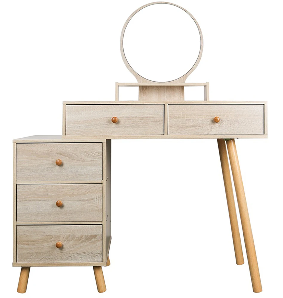 

Modern Simple Fashion Makeup Table Set With Mirror Side Cabinet Upholstered Stool