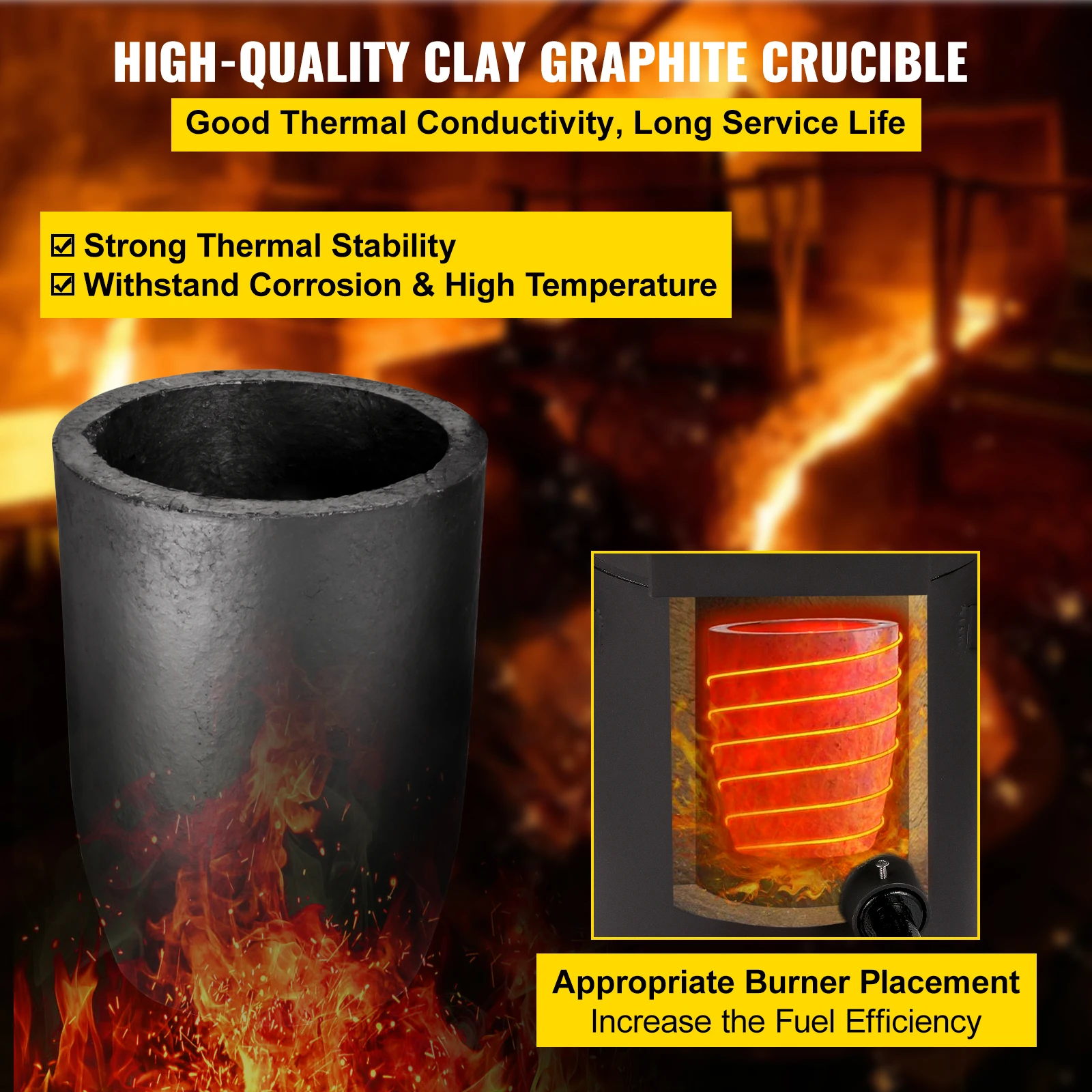 VEVOR Propane Melting Furnace 2/4/5/6/10 KG Metal Foundry Furnace Kit w/ Graphite Crucible & Tongs Casting Smelting - Image 3