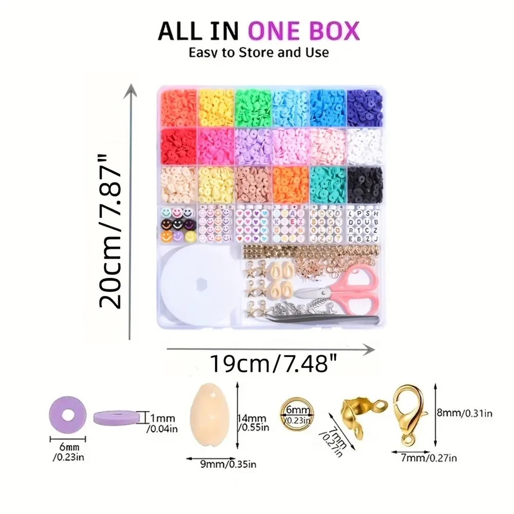 Polymer Clay Beads Assorted Polymer Clay Beads Kit for DIY Jewelry Making Handmade Craft for Bracelet Necklace Earrings
