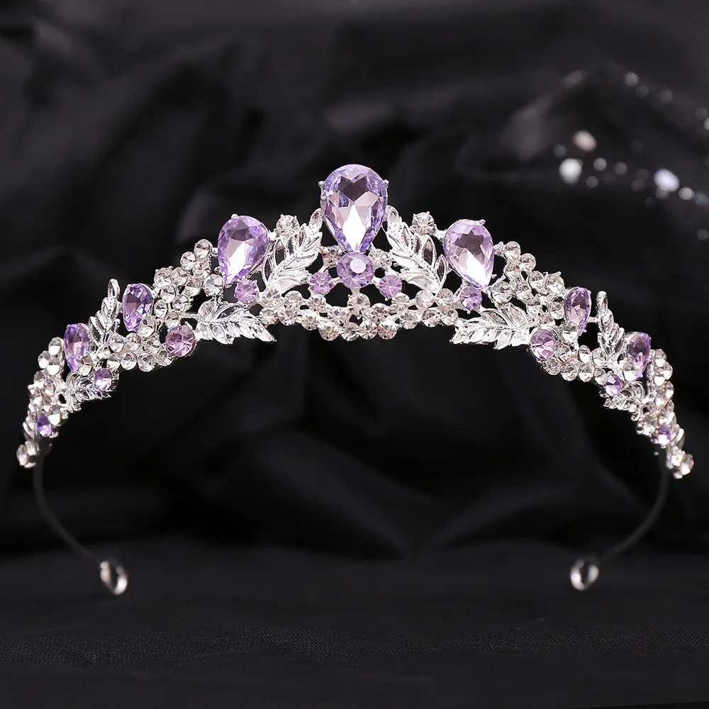 Silver Color Purple Crystal Bridal Tiaras Crowns Luxury  display picture 1