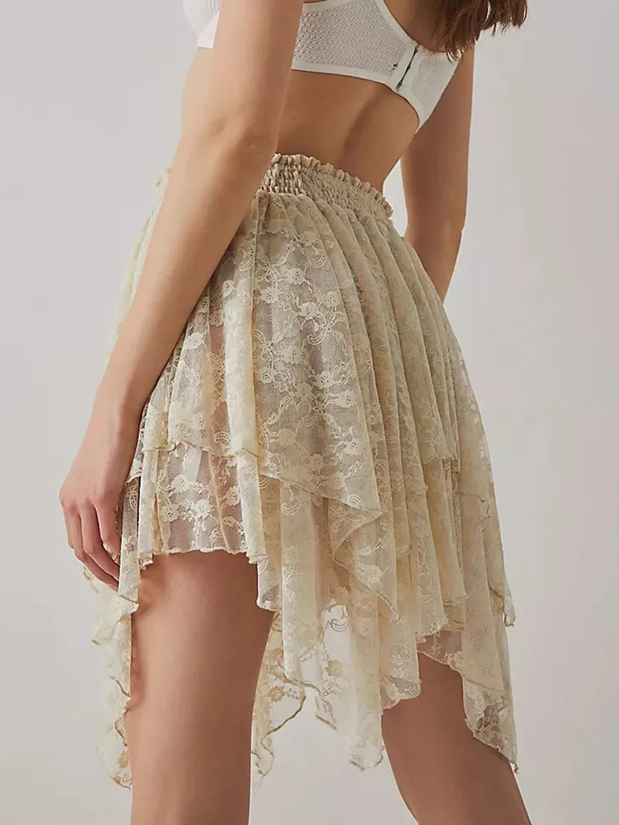 Floerns Minifalda De Cintura Baja Con Estampado Floral Para Mujer, Dobladillo Fruncido Con Volantes, Faldas Bohemias En Capas, Azul Y Blanco