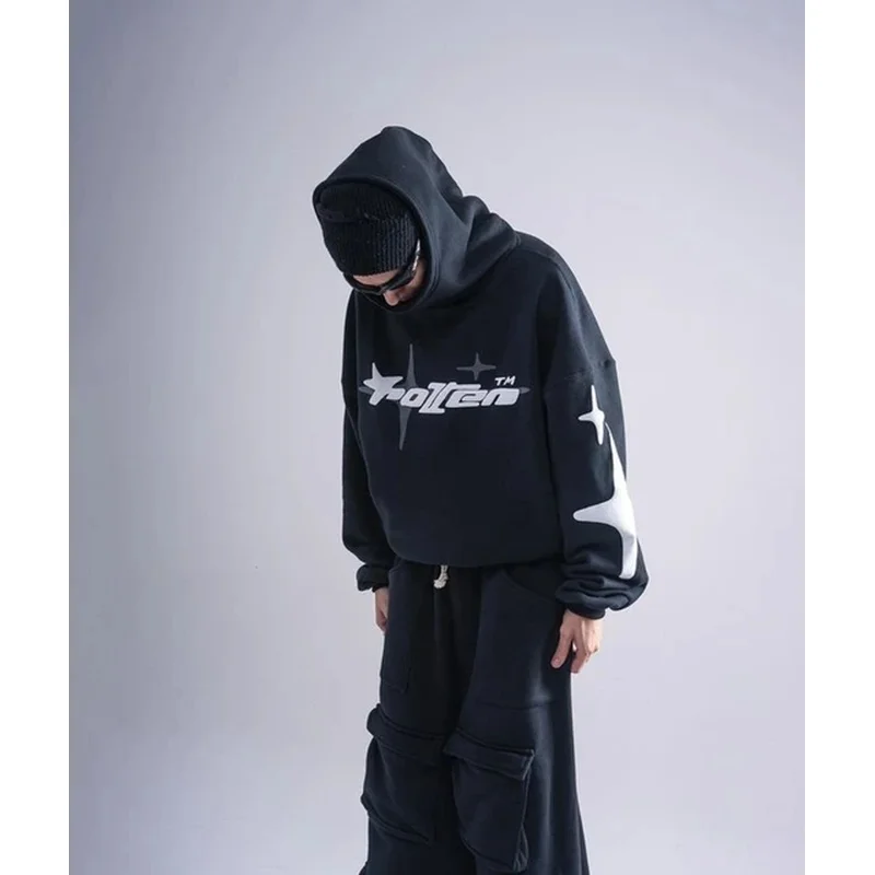 Star Letter Foam Hoodie for Men and Women American Style Street Decoration Casual Loose Clothes Y2K Couple Clothes Brand SS