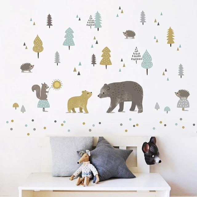 Hayvan duvar sticker kart nokta sticker çocuk odası oturma odası yatak  odası PVC küçük ağaç üçgen duvar sticker - AliExpress