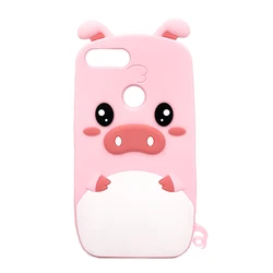 Charming Cartoon Soft Silicone Case - 3D Cute Unicorn, Bear, Dog, Pink Horse Design for Silicon (Pink Piglet)