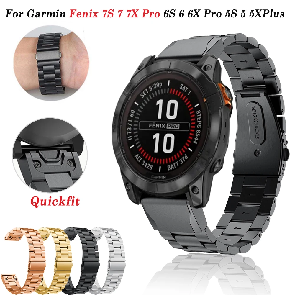 

Fenix 7 7S 7X Pro Metal Strap For Garmin Fenix 6S 6 6X Pro 5S 5 5X Plus 3HR Watch Wrist Band QuickFit 20 22 26mm Bracelet Correa