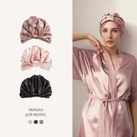 100 Mulberry Silk Hair Bonnet Cap For Women 19 Momme Natural Pure Silk Turban For Sleeping Hat Double Layer Silk Curly Head Wrap 1