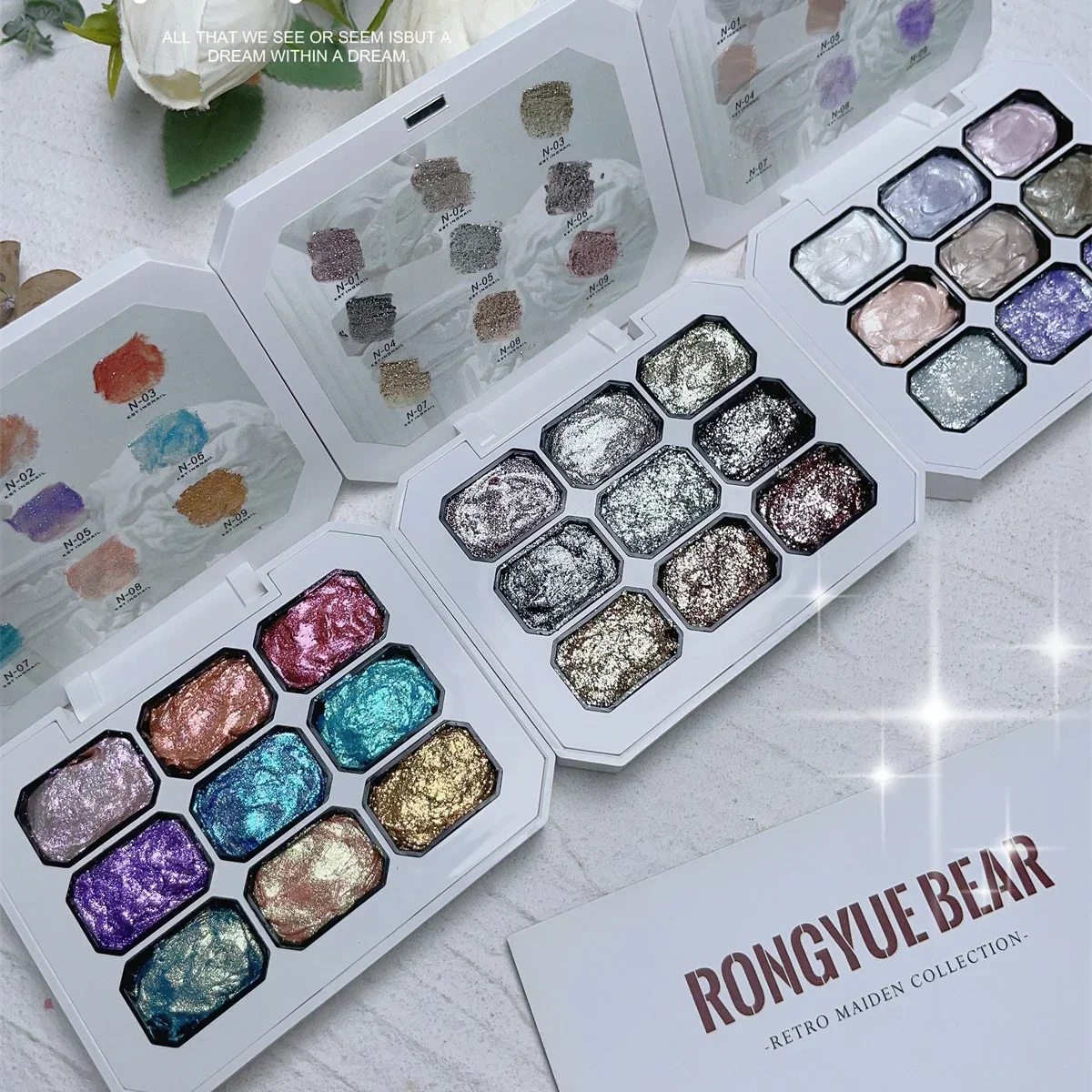9 Grids Colorful Fairy Power Cream On Nails Sequins Solid Nail Holographic Powder Maillard Glitter Chrome Nail Powder Pigment