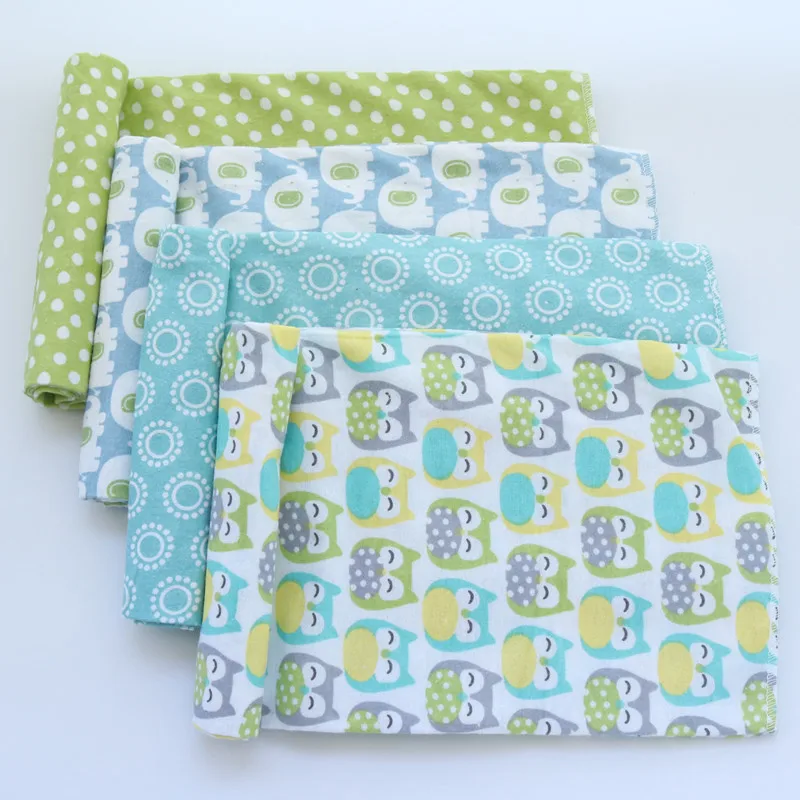 4pcs/pack 100% Cotton Flannel Diapers Supersoft Receiving Baby Blanket Newborn Wrap 76x76cm Baby Bedsheet Print Blanket Swaddle 2