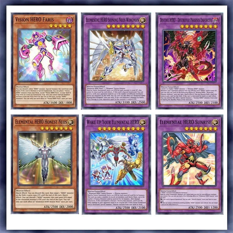 

55PCS Yugioh Cards Elmental Hero Card Deck DIY Card