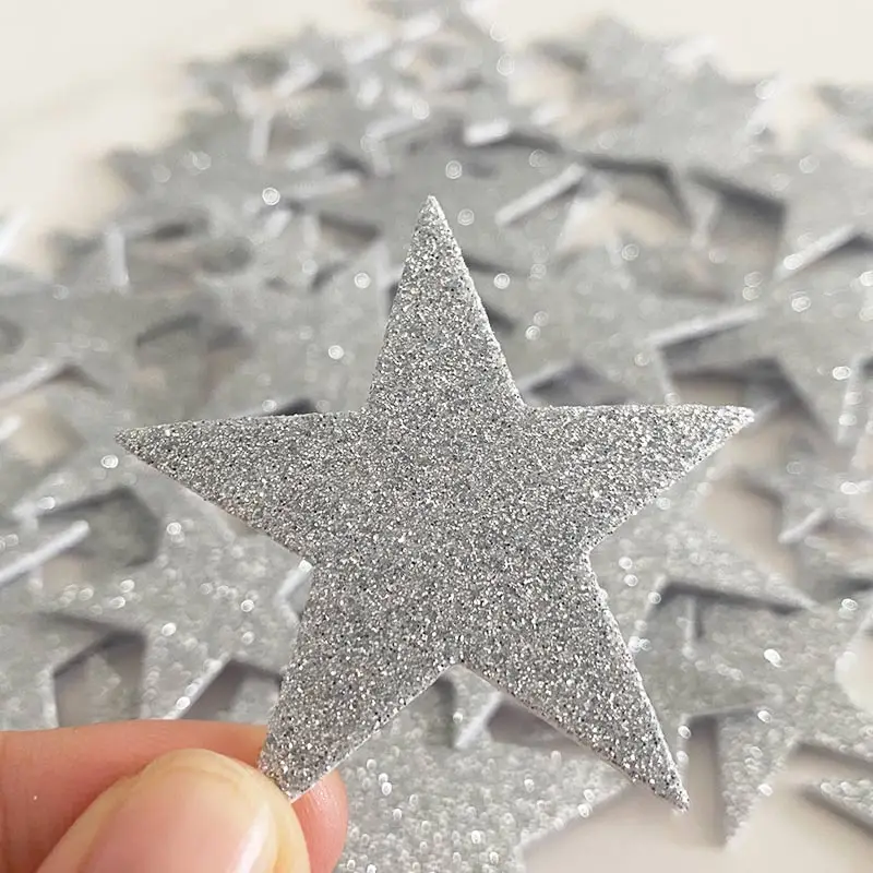 3-D Silver Star Glitter Foam Dimensional Stickers