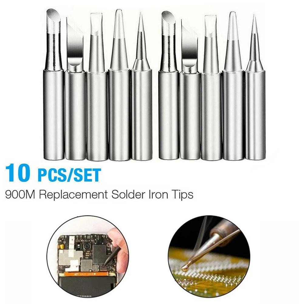 10pcs/set Durable Soldering Iron Tips I+B+K+2.4D+3C 900M-T Soldering Iron Pure Copper Lead-Free Equipment  Power Tools Parts stick welding stinger