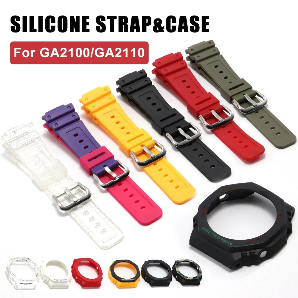 

Silicone Watch Strap For GA2100 GA2110 Modification Kit Rubber Case Bezel Quality And Replacement ga2110 Watchband Accessories