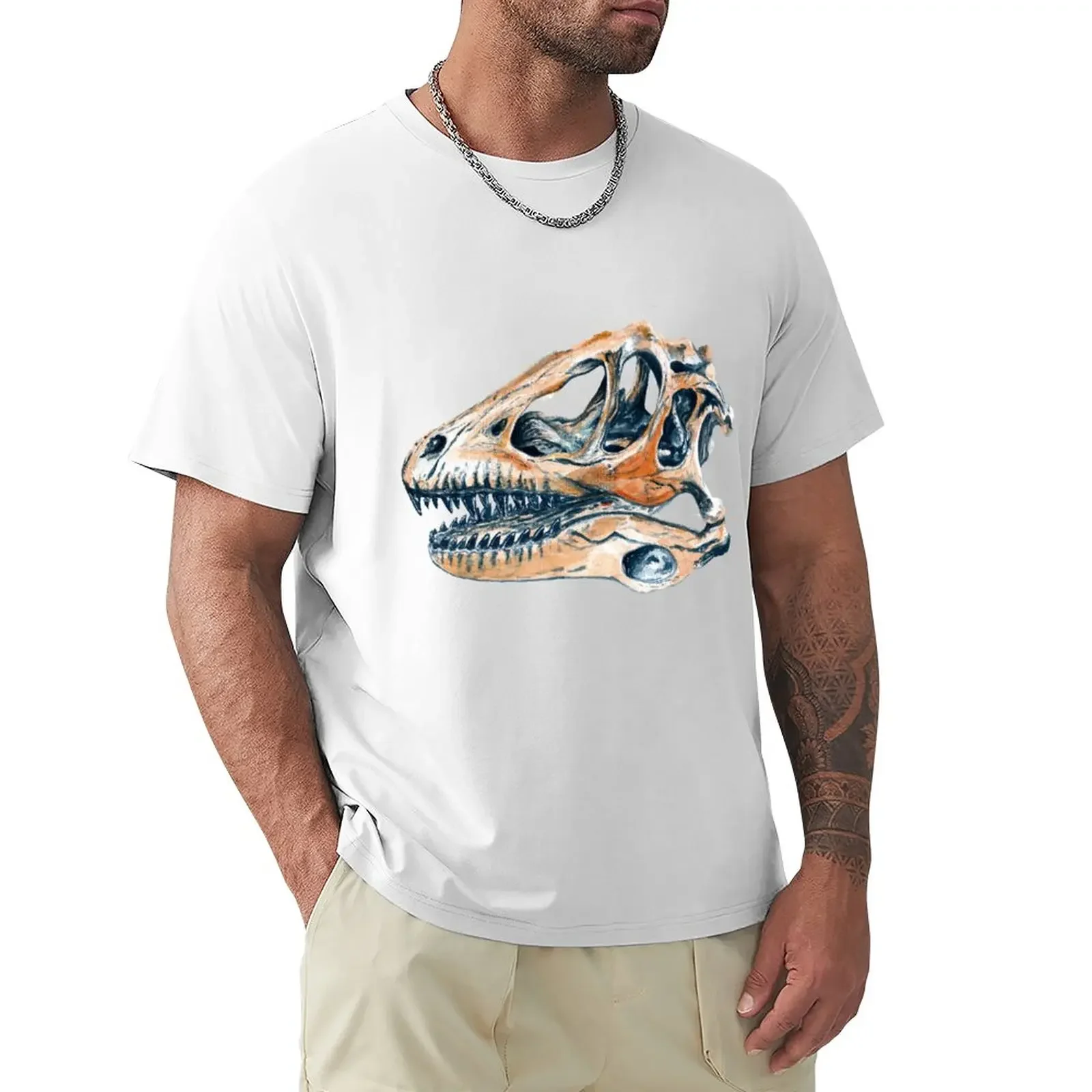

Watercolor Deinonychus Skull T-Shirt kawaii clothes customs mens big and tall t shirts