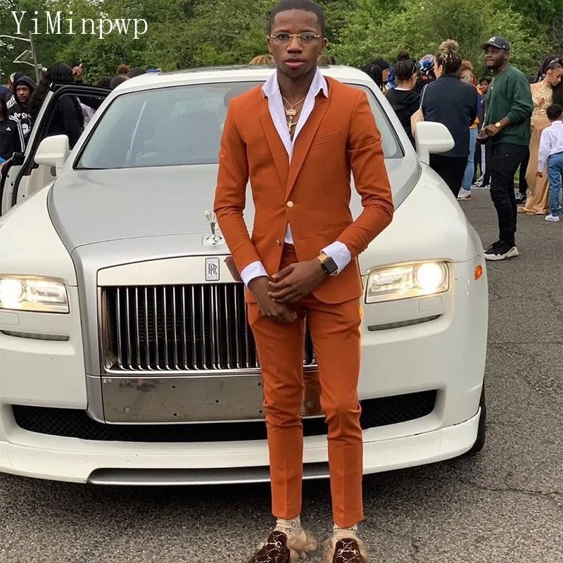 

Autumn Prom Suits for Men Peaked Lapel Single Breasted Young Men Homecoming Party Suit Blazer Sets 2 Pieces Jacket+Pants