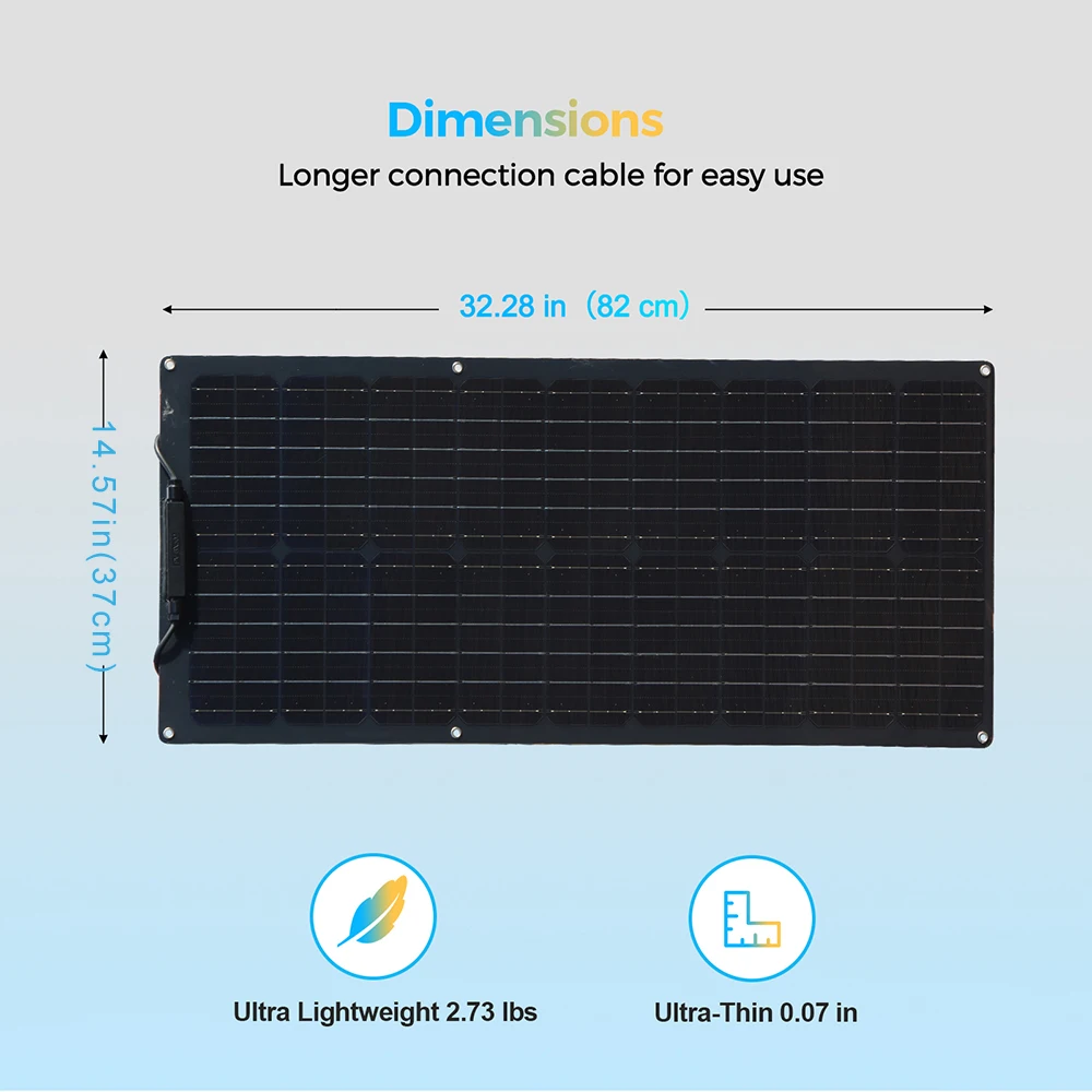 Flexible Solar Panel 50 Watt 12 Volt Monocrystalline Semi-Flexible Bendable 50W 100W Off-Grid Charger Marine RV Cabin Van Car foldable solar charger solar panel kit