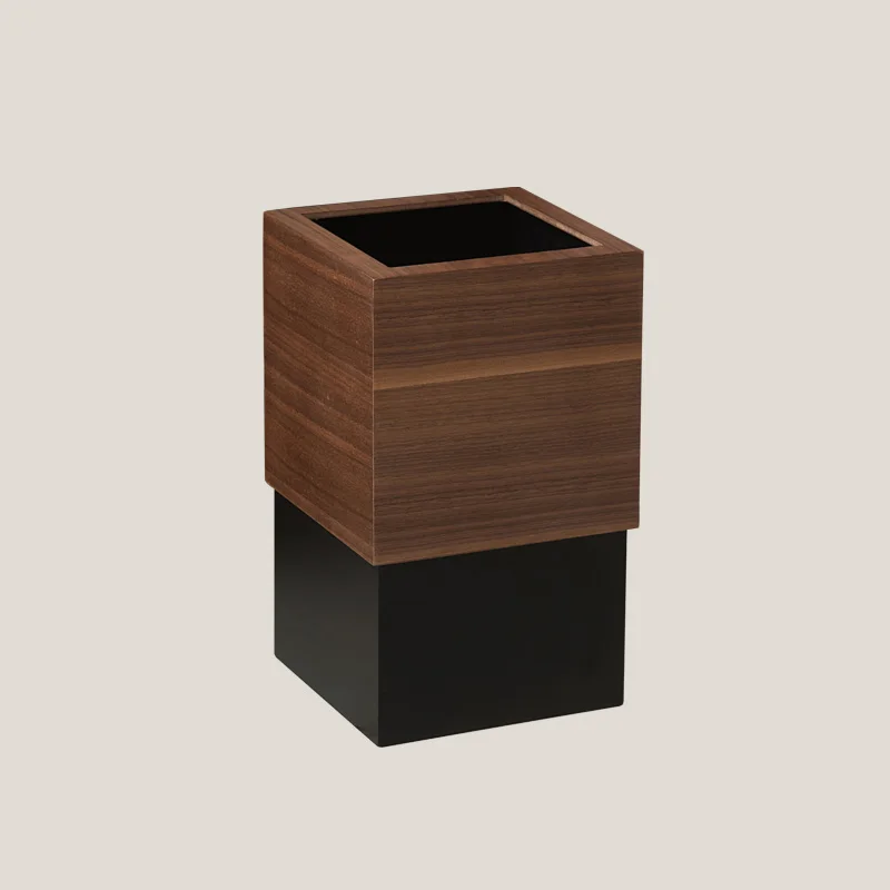 Nordic Ins Trash Can Home Living Room Bathroom High-End Square Hotel Wooden with Lid Minimalist Creative Wastebasket