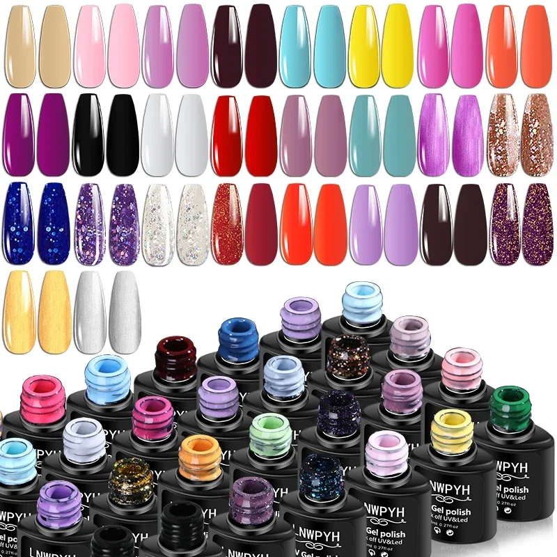 Nail Polish Set Color Nail Gel Polish Kit Semi Permanent Soak Off Gel UV LED Varnishes Base Top Coat DIY Nail Art Gel Polish Kit 4