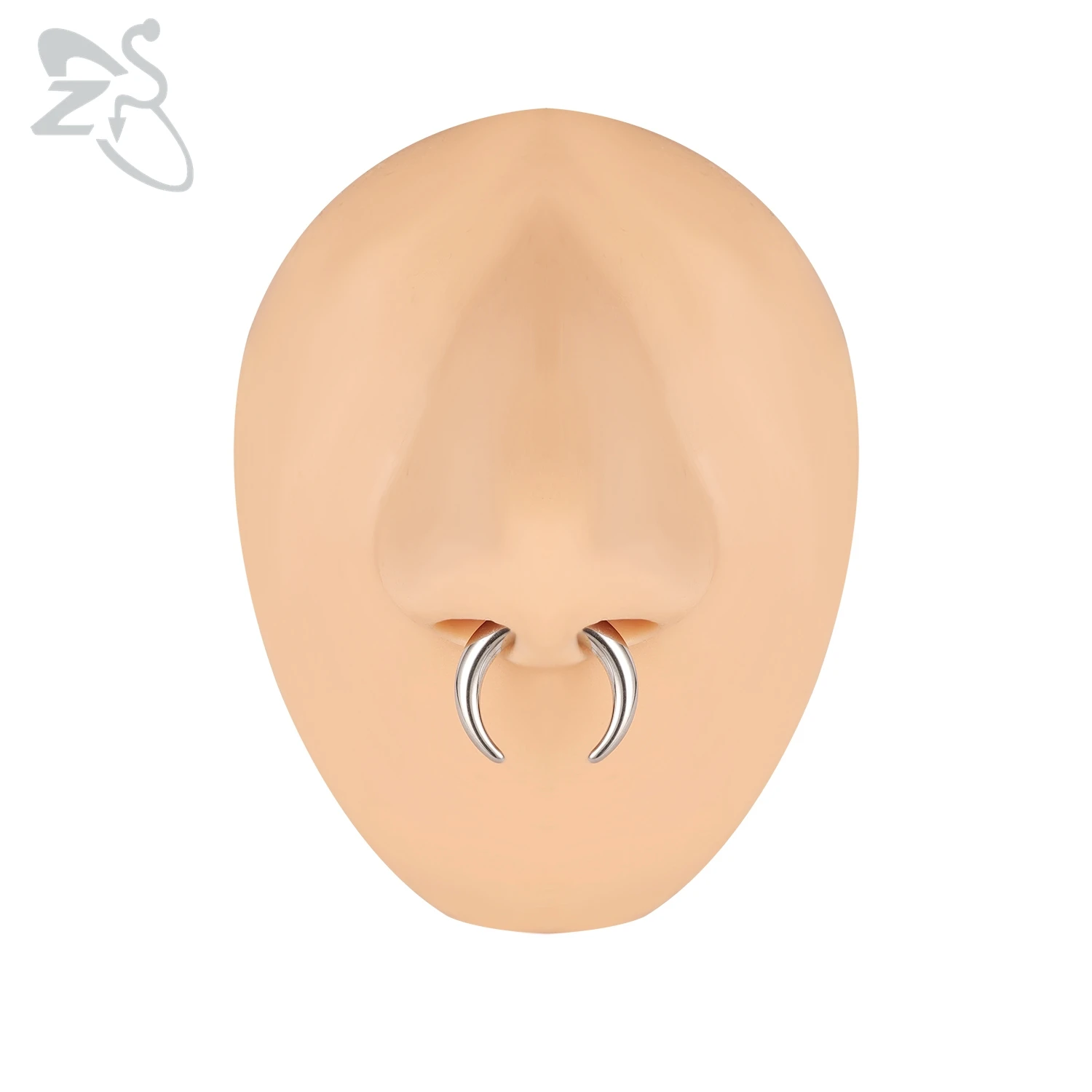 Nose Rings ZS C Shape alo Horn Nose Piercing Stainless Steel Pincher Septum Ring Punk Rock Stretcher Expander 8/10/11/12mm 1PC 2G/4G/6G