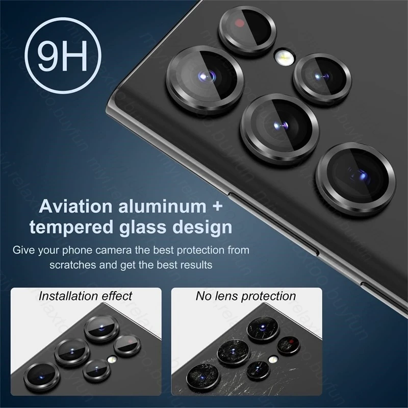Premium Metal Ring Camera Protectors - Alloy Lens Case with Glass Shield