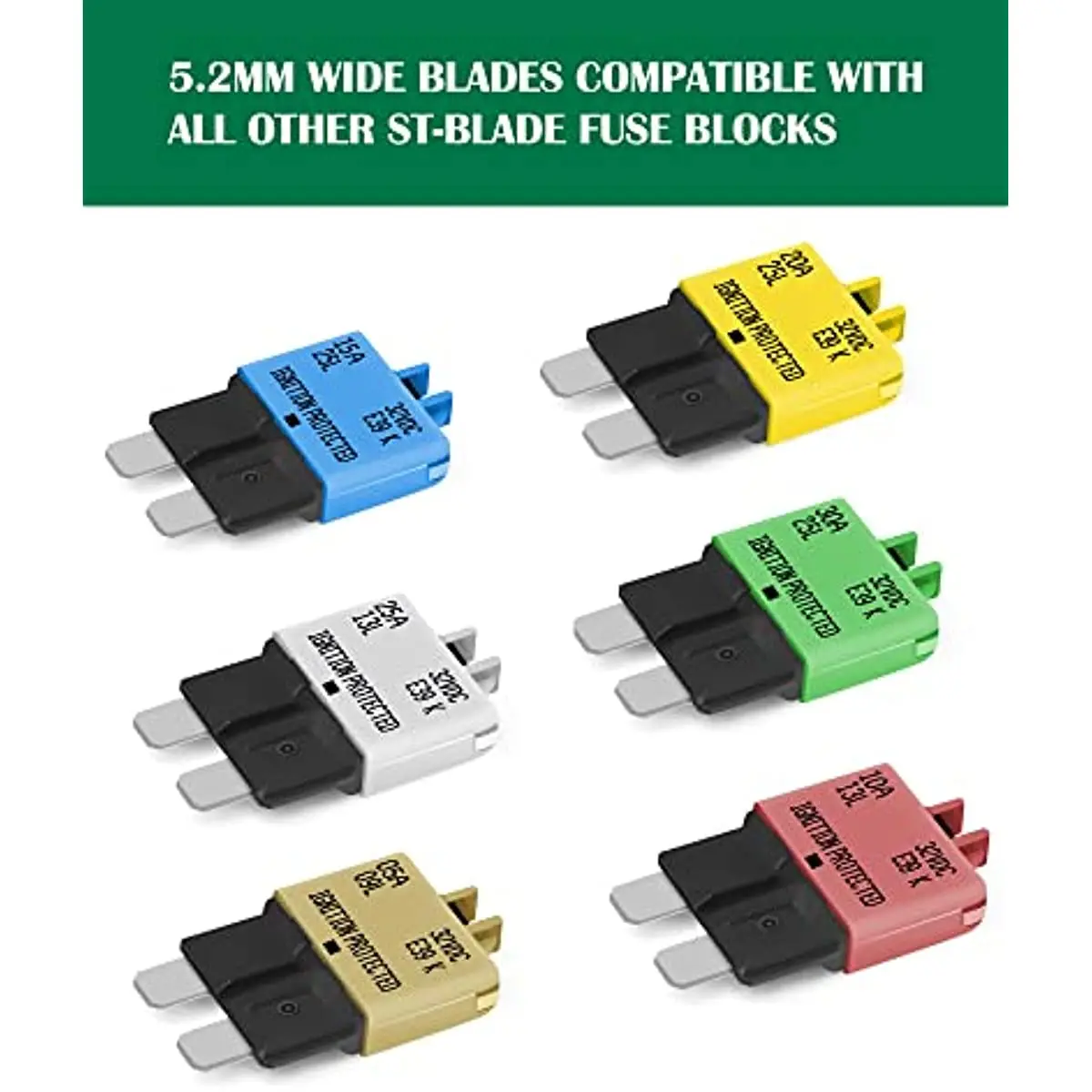 8 Packs Fuse Circuit Breaker Low Profile ATC/ATO Manual Resettable Fuse 5A-30A (Mixed) 12V-32V