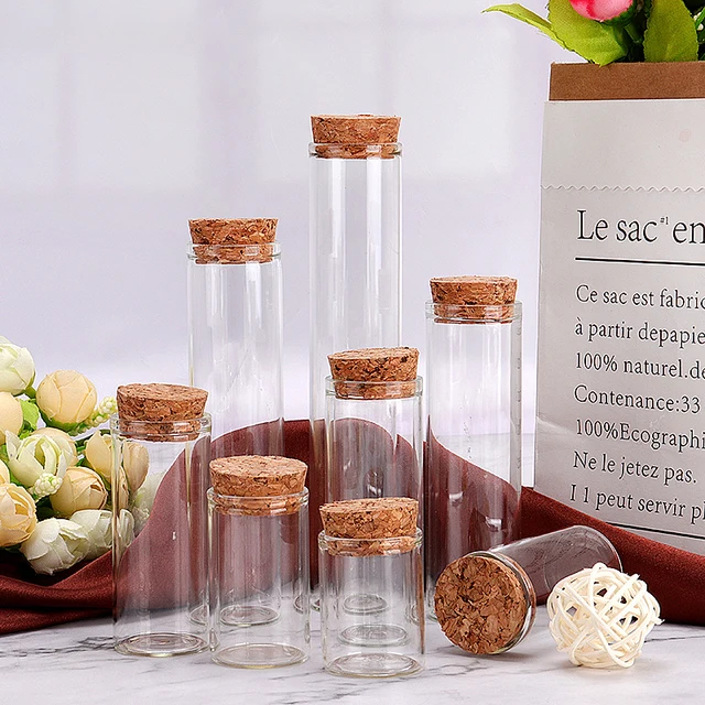 Wooden Plugs Glass Bottle Glass Test Tube With Cork Stopper Message Bottles Jars Vials Gift Art Diy Crafts 5/8/10/15/20/25/30ml