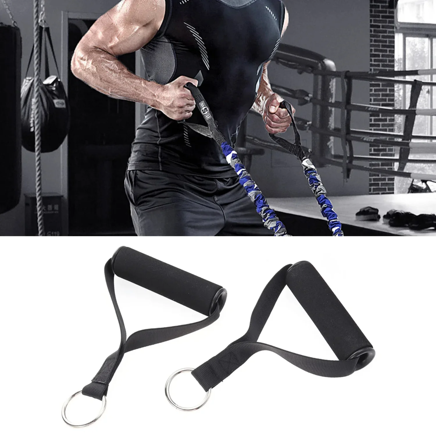 Resistance Band Set with Door Anchor Ankle Strap Weight Lifting Yoga Pilates Exercise Stretch Fitness Gym