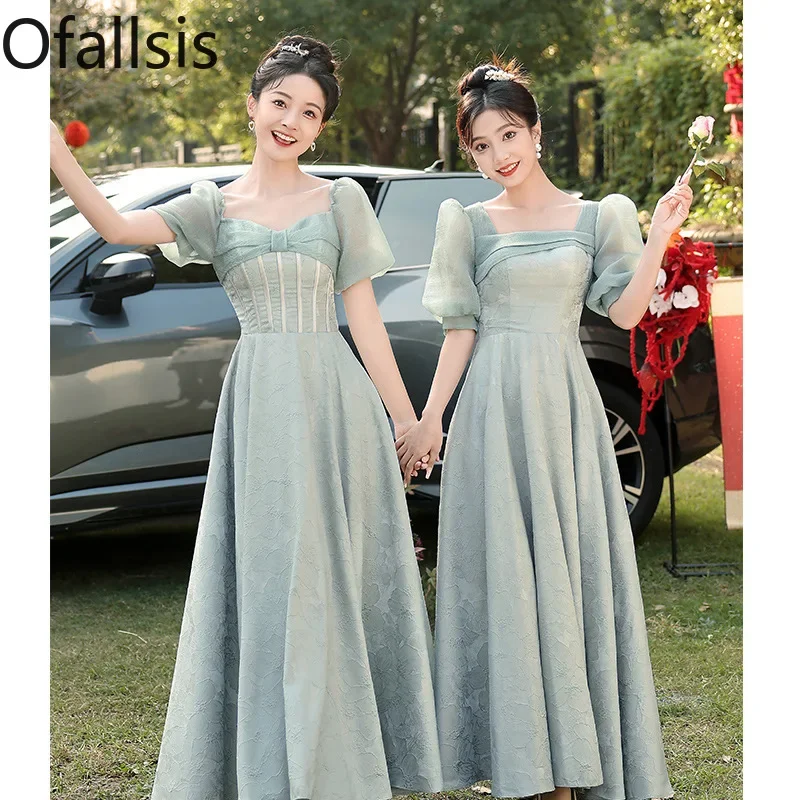 

Ofallsis Chinese Style Stand Neck Bridesmaid Dress 2023 New Winter Retro High class Sisters Group Dresses Simply Female Vestidos