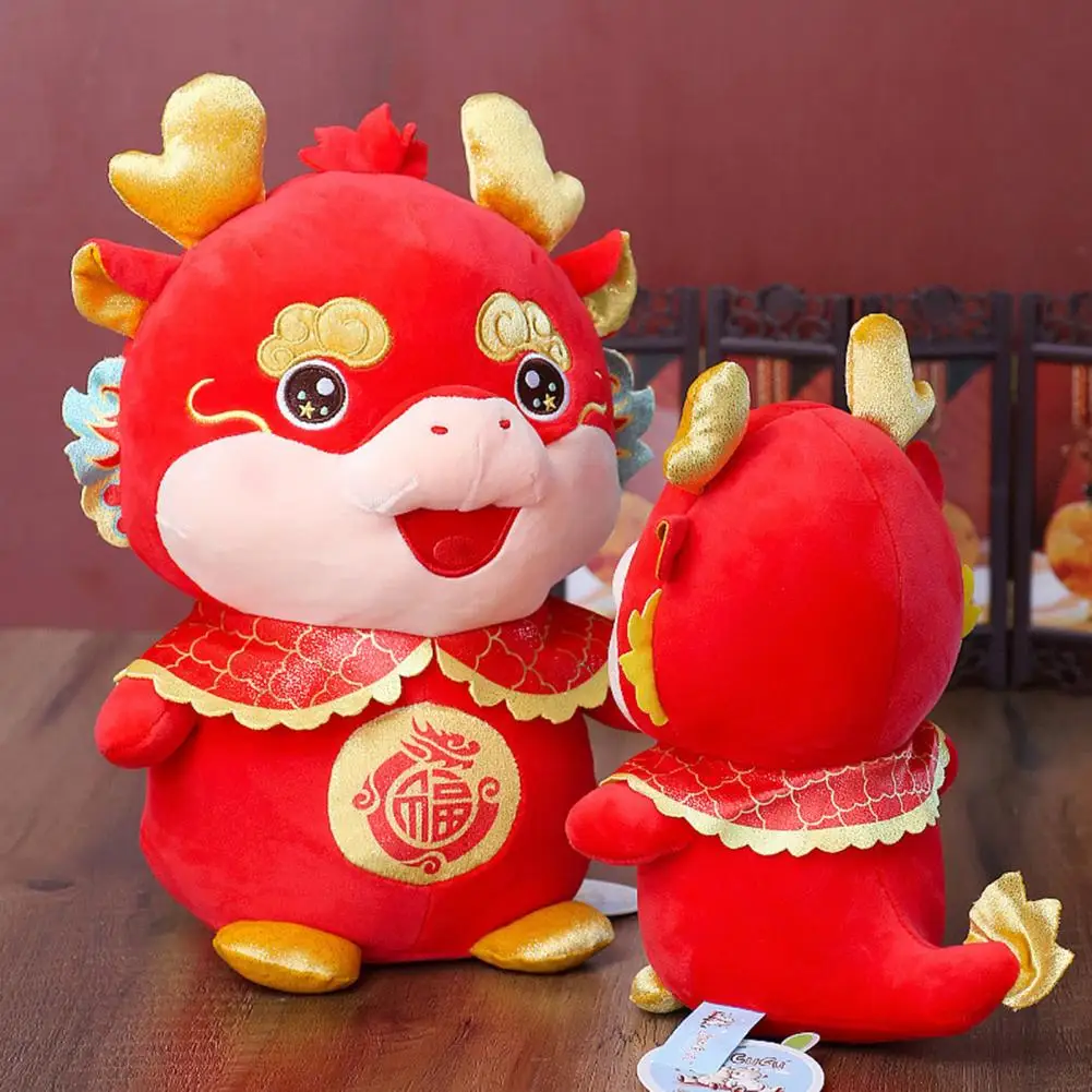 

Spring Festival Dragon Decor Chinese Dragon Decoration Dragon Year Plush Doll Embroidered Chinese Zodiac Mascot Toy for 2024