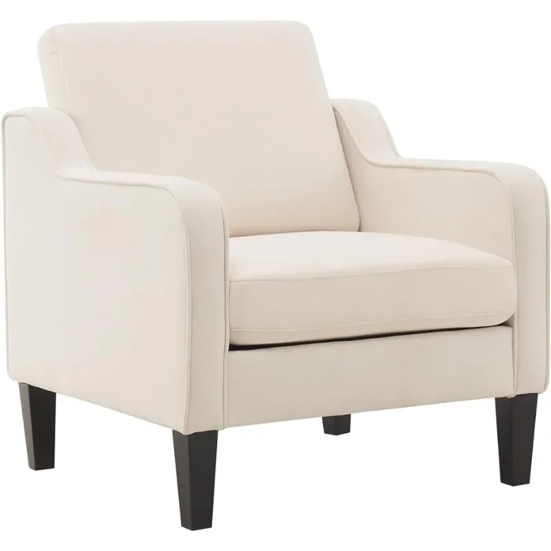 

VINGLI Mid Century Modern Fabric Accent Chair Beige for Living Room Upholstered Armchair with Scooped Arms for Bedroom