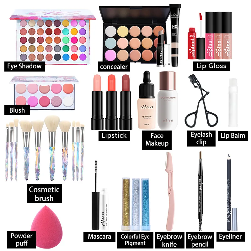 Makeup Kit Full Set Box Eyeshadow Plate Powder Blush Foundation Multifunctional for Miss Women eye makeup set makeup set makeup kit makeup gift box