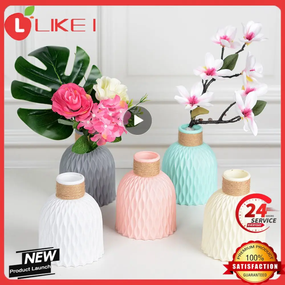 1~5PCS Jarrones Decorativos Moderno European Anti-Ceramic Flower Vase Room Decorations Home Ornaments Basket Flower Arrangement