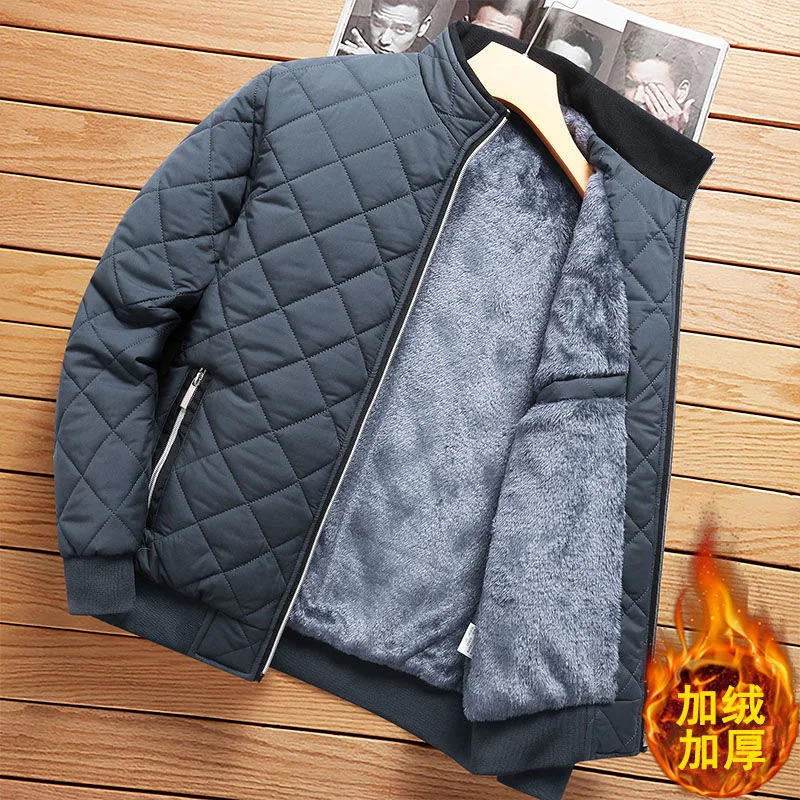 2023 Autumn and Winter New Fashion Trend Plus Cashmere Thick Warm Cotton-Padded Jacket Men\'s Casual Loose High-Grade Coat M-5XL