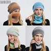 Xinbaoguan 60% acrylic 9859 Korean version gradient color thickened warm ear protection and cold proof knitted hat two-piece set 1