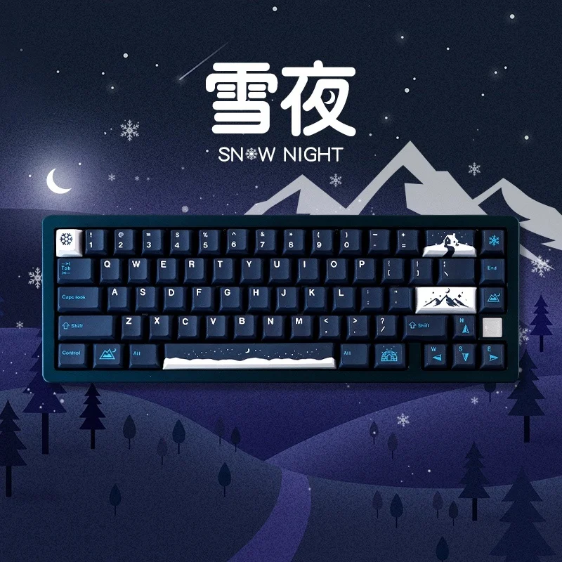 Snowy Night Keycaps Grupo Pbt Sides Dye Sublimação Perfil Cherry Keycap com 1.75u 2u Shift 64 68 84 129 Chaves