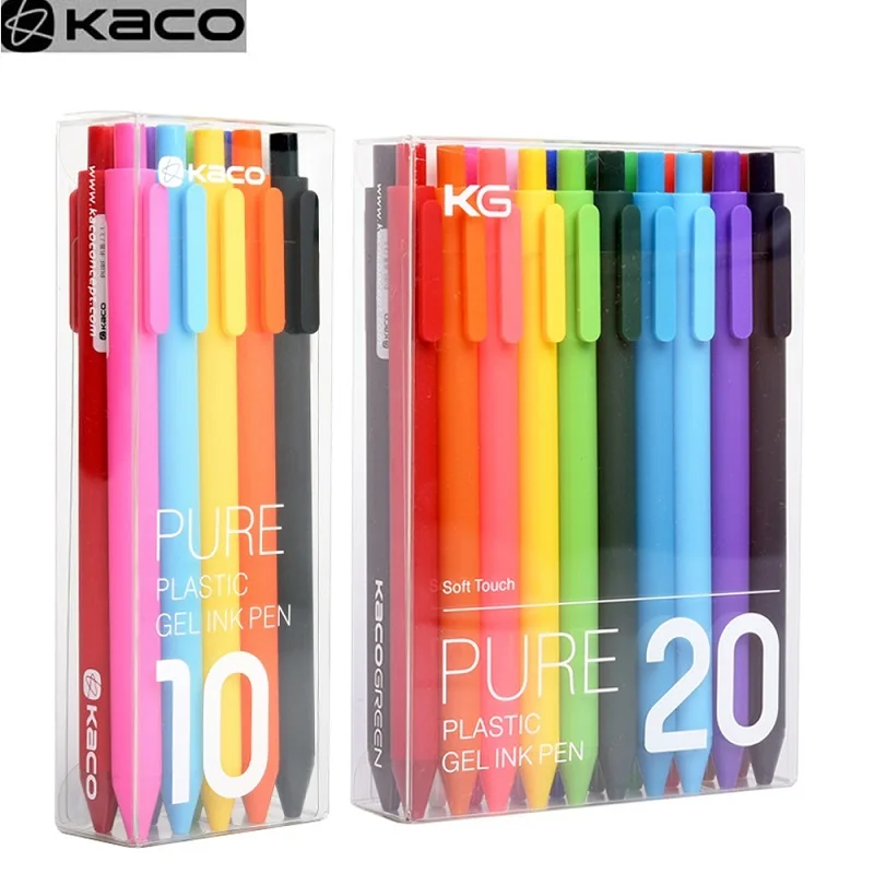 Kawaii Kaco 20/10 Colors Gel Pens 0.5MM Color ink Retractable Stationery Smooth Writing for Journals Notebooks Planner Drawing