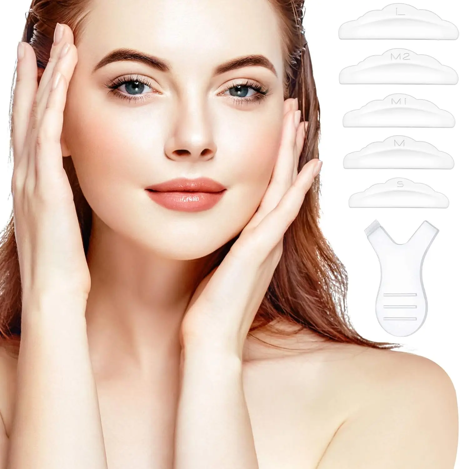 로만사 NEW 재사용 가능 속눈썹 리프트 패드 로드 실리콘 속눈썹 펌 컬러 및 Y자형 속눈썹 브러쉬 펌 컬러 메이크업 도구